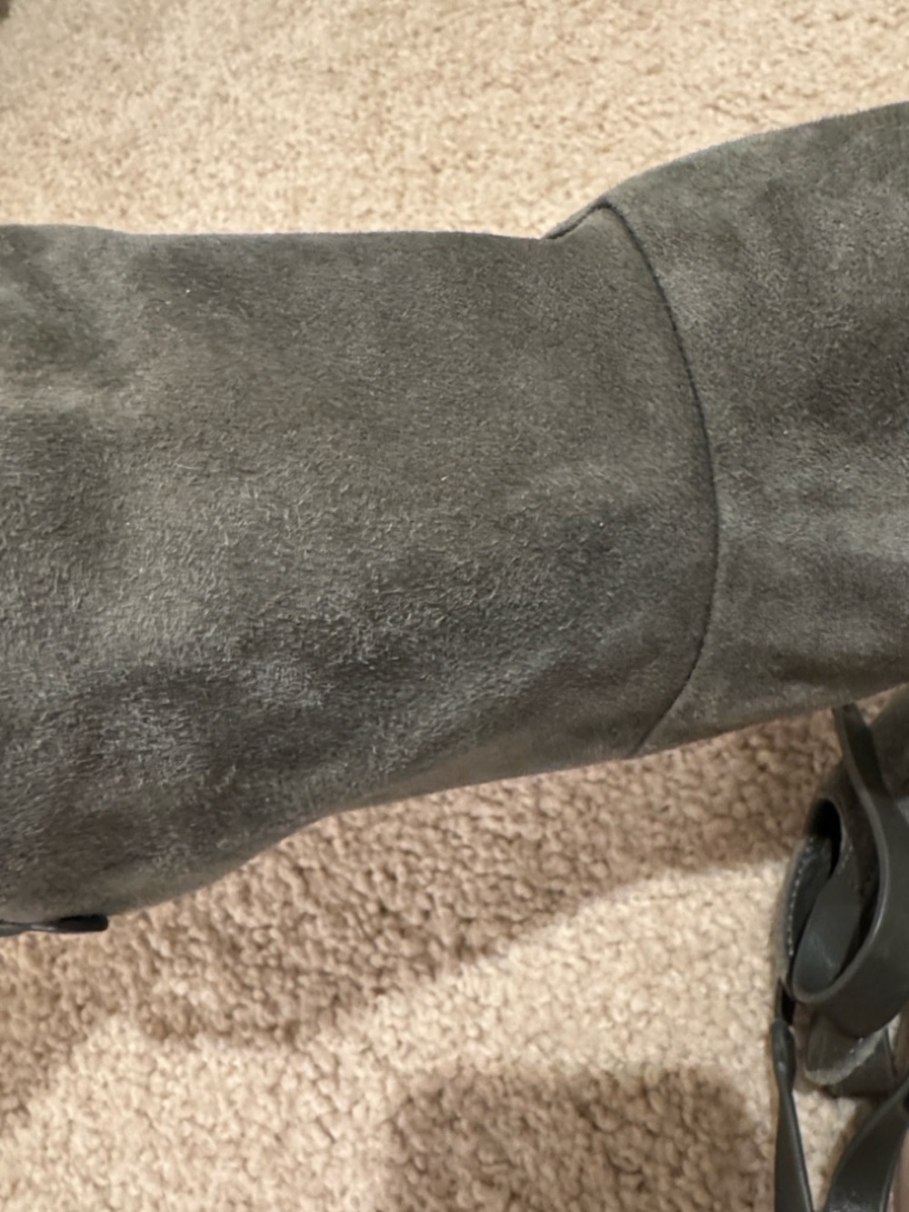 White House Black Market Olive Suede Peep-Toe Block Heel Booties - Picture 5 of 16